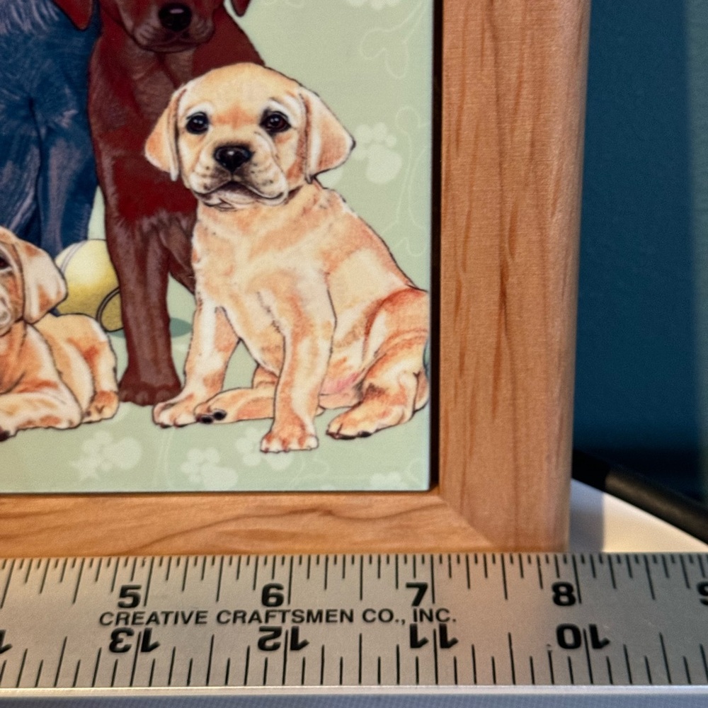 Mary Badenhop Labrador Lab Group Dog Framed Ceramic Wall Decor /Trivet 8" Square - Picture 5 of 6